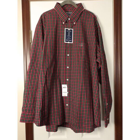 Club Room Classic-Fit‎ Red & Green Plaid Button-Down Cotton Shirt Holiday Style - Picture 1 of 4